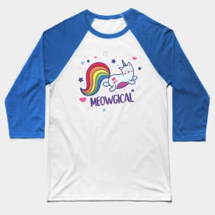 Meowgical Magical Rainbow Kitty Cat Unicorn 1 Baseball T-Shirt